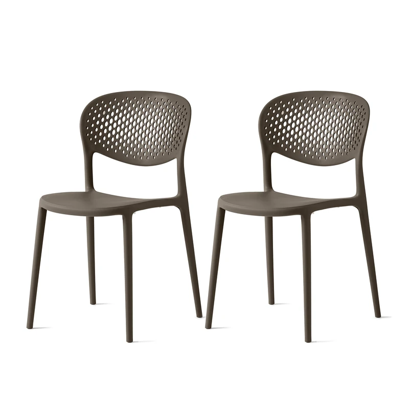 Connubia, 2 ABBY chairs perforated backrest, 100% recycled polypropylene MATT SOIL BROWN