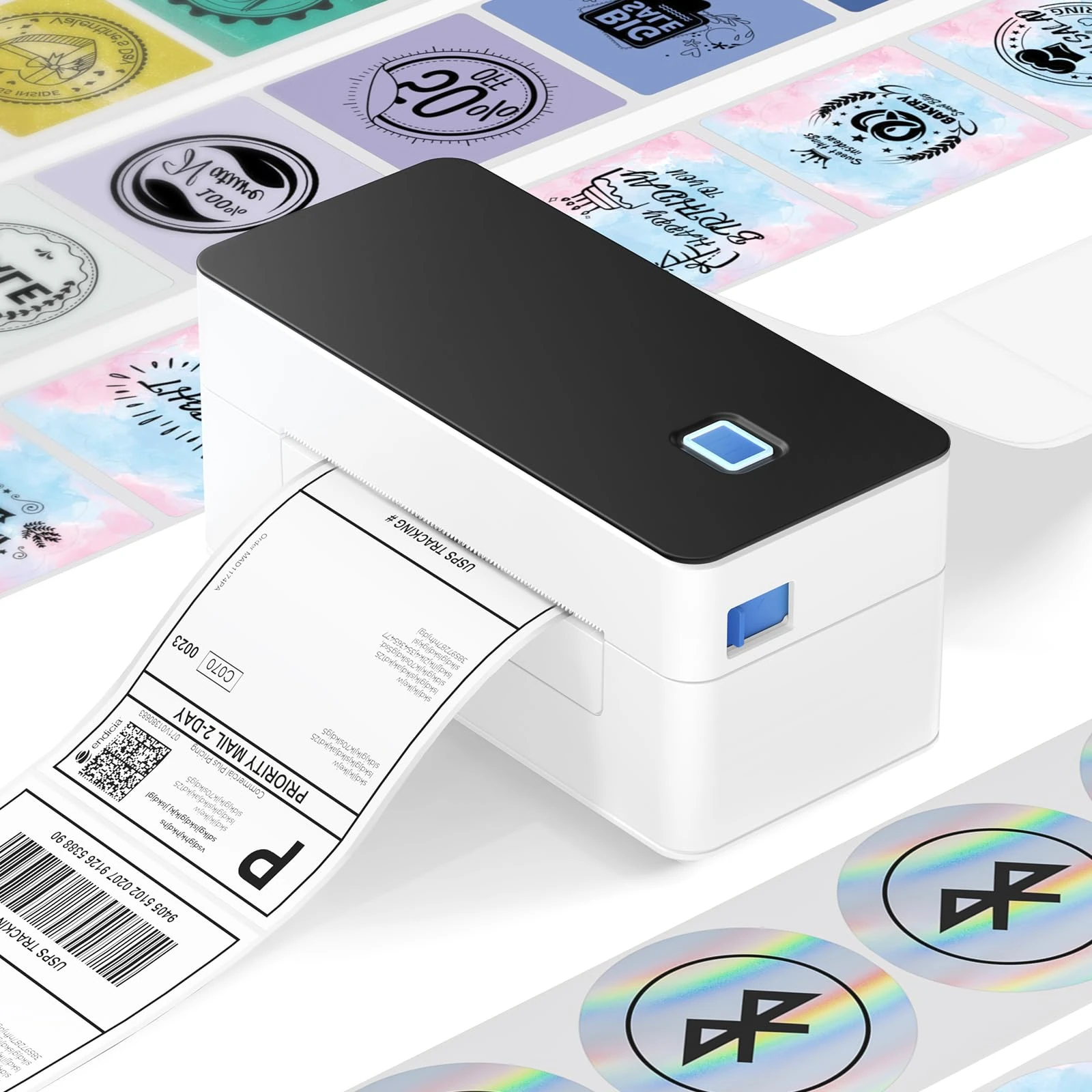 SVANTTO Bluetooth Thermal Label Printer 4x6, Compatible with Windows/Mac/Android/iOS, Shipping Label Printer for Royal Mail, DPD, eBay, Etsy, Shopify, Inkless