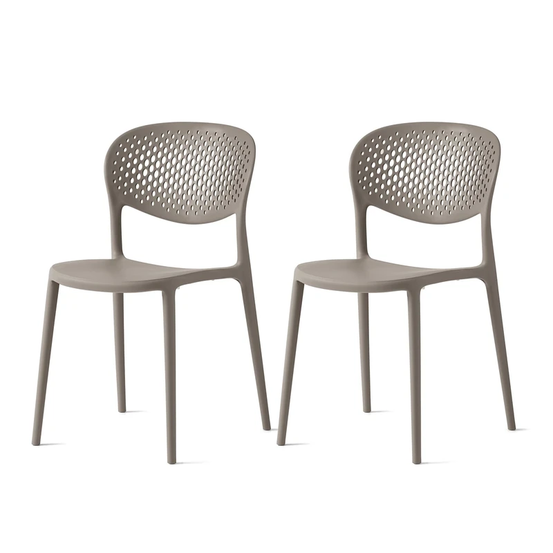 Connubia, 2 ABBY chairs perforated backrest, 100% recycled polypropylene MATT TAUPE