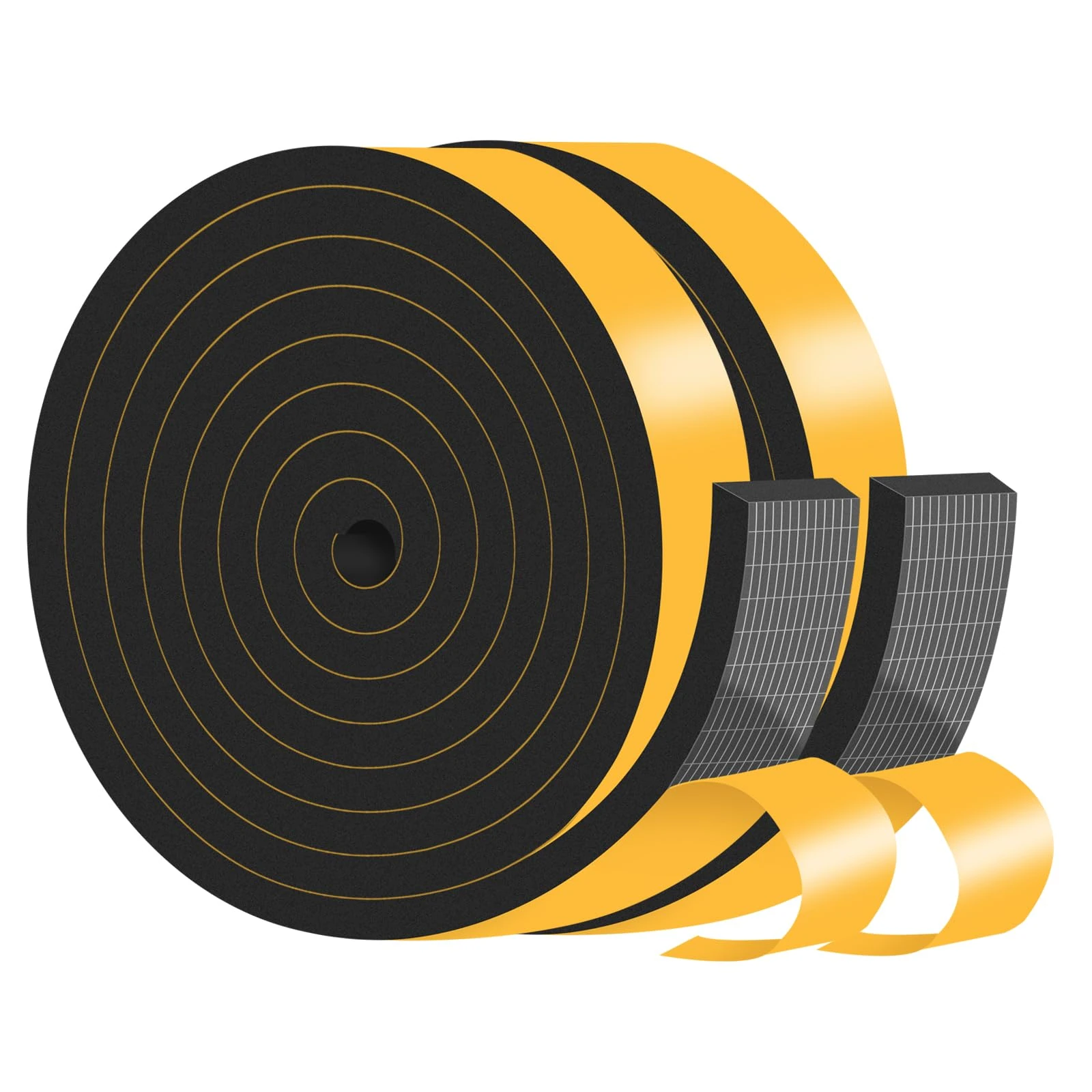 Draft Excluder Tape,Door Weather Stripping,Strong Adhesive, Weatherproof, Reduce Noise,Foam Insulation Tape for Doors and Windows (Black,20mm x 8mm x 4M)