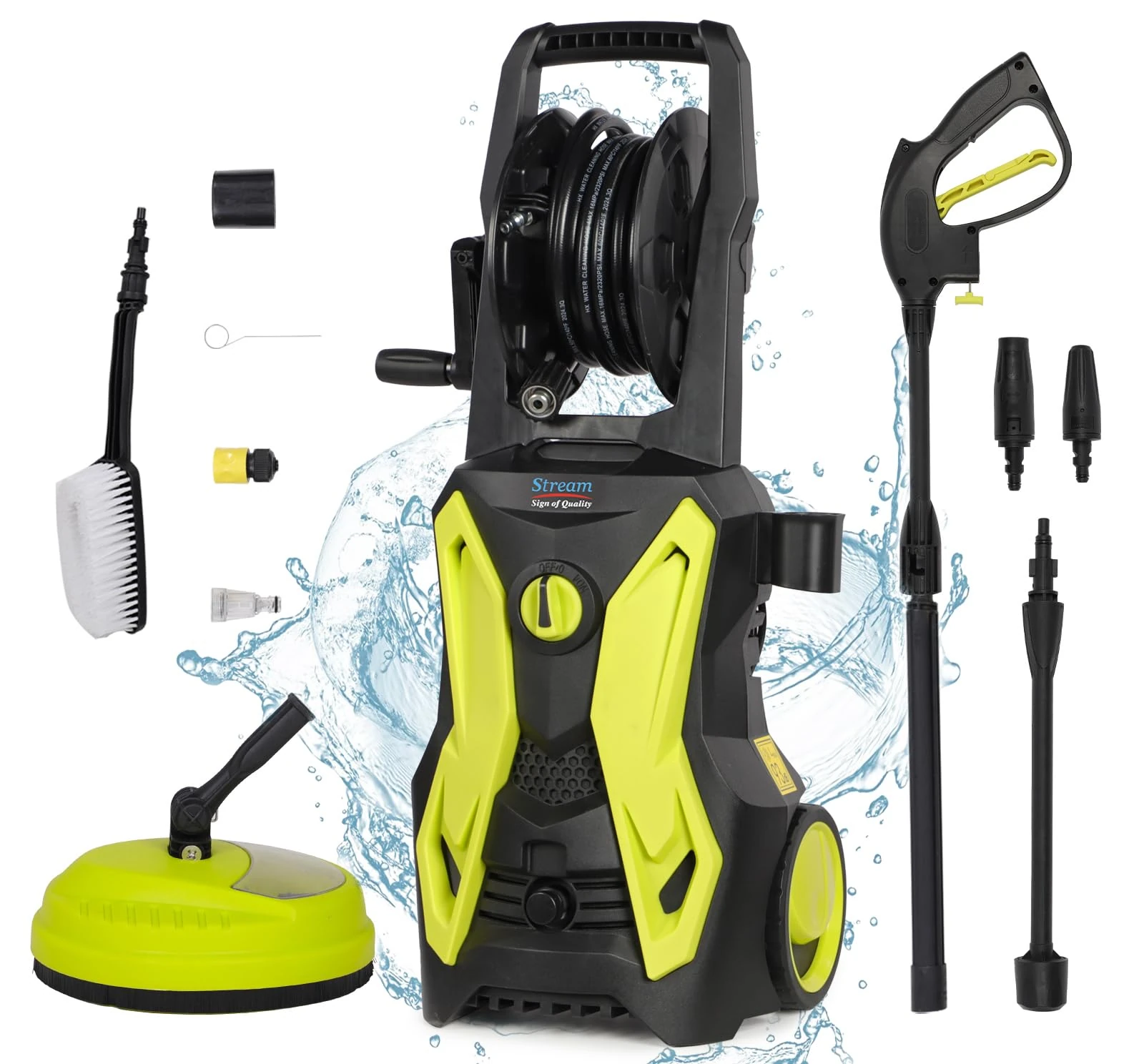 Pressure Washers 2000W 150Bar 450L/H Jet Washers Pressure Washers with Patio Cleaner,Brush,Pressure Washer with Adjustable Nozzle&Turbo Nozzle,Power Washer for Cars,Fences,Driveways