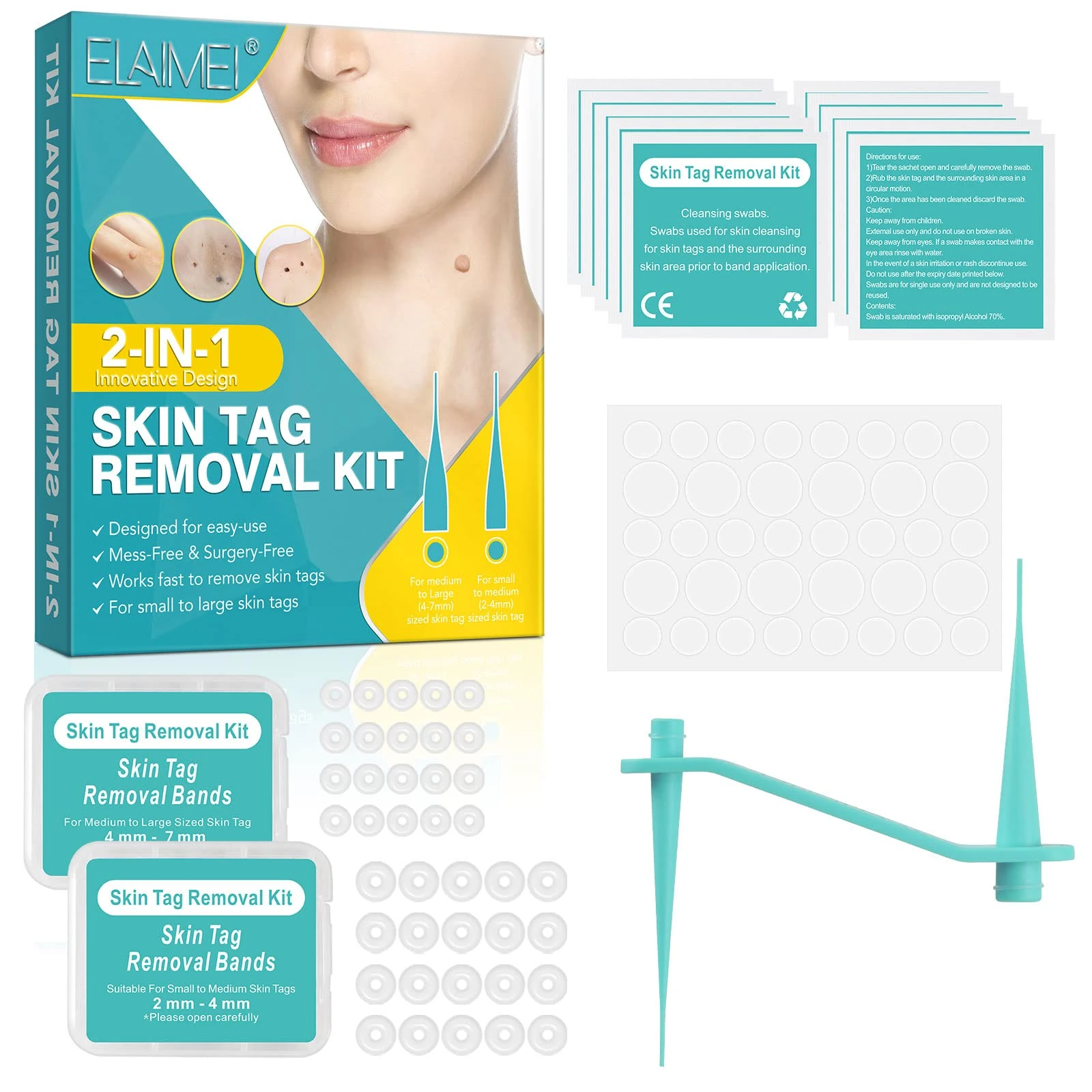 Skin Tag Removal,Effectively and Painless Skin Mole Tag Remover Set-Safe and Easy Remove Small to Large (2mm-8mm) Sized Skin Tags-Tags Fall Off Remover Kit DIY at Home