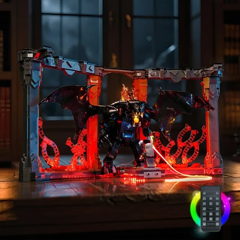 LocoLee RC Led Light Set Compatible with Lego 10367 Balrog Book Nook Led Decoration Lighting Kit Compatible with Lego 10367 Icons Building Blocks Model,Only Lights Set,No Model