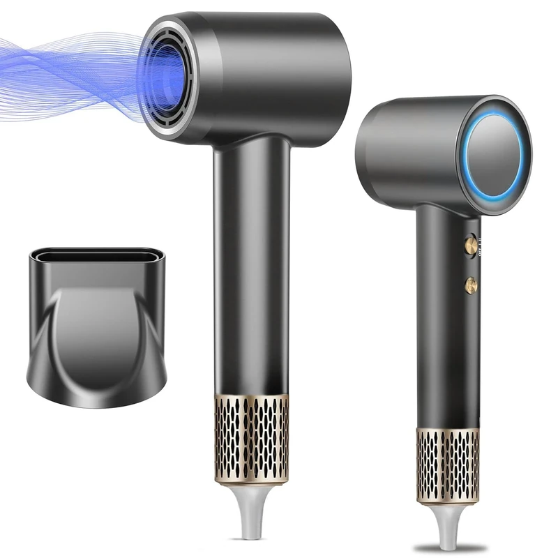 SOVARC Hair Dryer 1500W & 105,000 RPM, Professional Ionic Blow Dryer with Magnetic Nozzle & 2.7m Cable for Fast Frizz-Free Drying, Lightweight 460g, Black