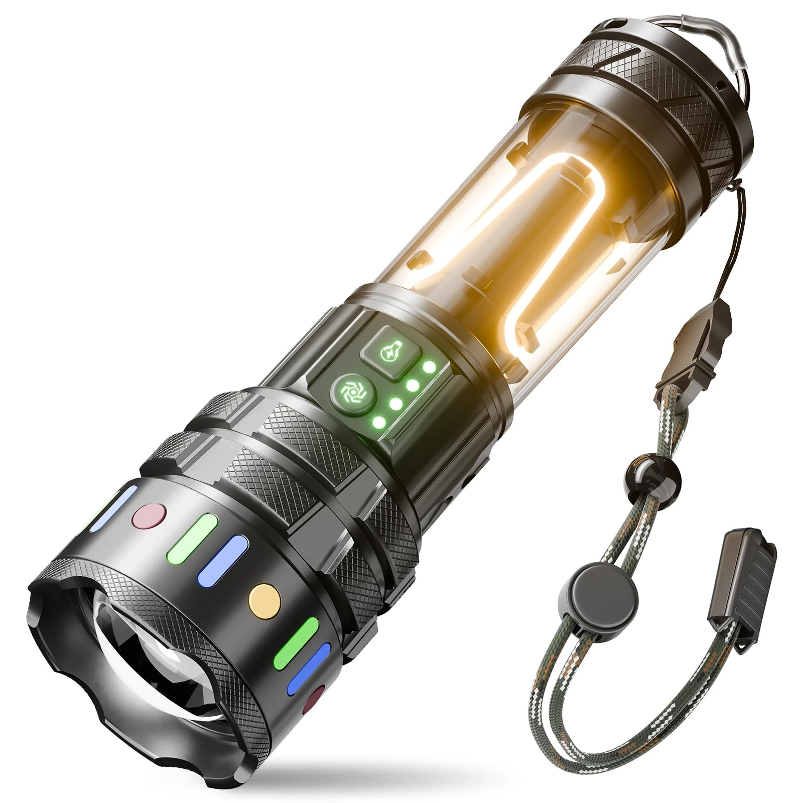 Sogdeco Torches LED Super Bright 1000000 Lumens, Rechargeable Torch with Camping Light, 11 Modes, Zoomable Focus, 5000mAh Long Battery Life, Waterproof, Aluminium, for Camping,Dog Walking,Emergencies