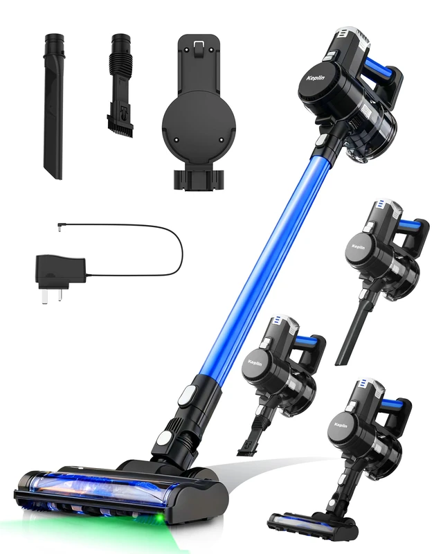 KEPLIN Cordless Vacuum Cleaner – Speed Suction – Easy Reach Bendable Wand – LED Display – Stick Hoover – Pet Hair – Carpet & Hard Floor Clean (250W)- 1 Year Warranty