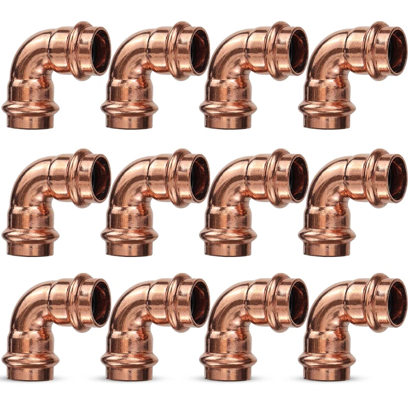 Copper Press Fittings 3/4inch,12PK Copper Coupling 90 Degree Elbow Coupling