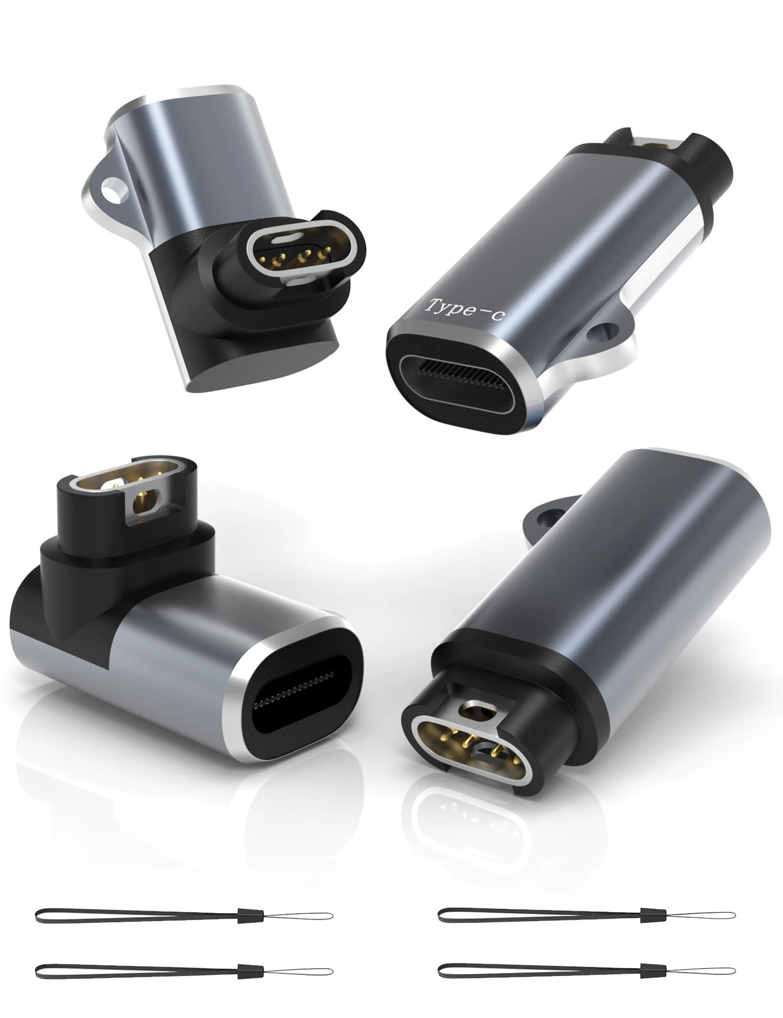 Sinoacc 4-Pack for Garmin Watch Charger Compatible with Vivoactive 6 5 4 3 Fenix 8 Pro E 7 6 5 Forerunner 55 165 245 255 955 965 970 Venu Sq 2 3S 4 D2 Epix USB C L-Shape Portable Charging Adapter