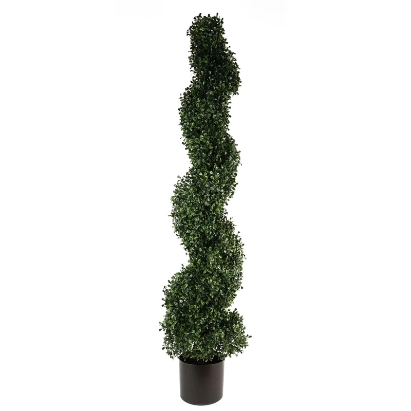 Botanik Resistant Tree Spiral Topiary 1058 Leaves, 120cm UV Boxwood, 120 cm