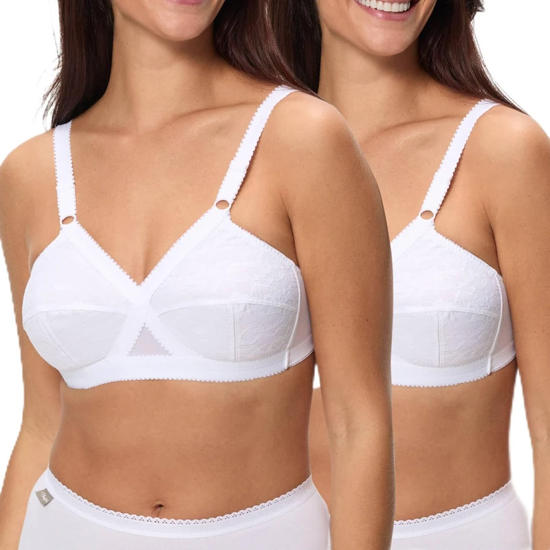 Playtex Pack Cross Your Heart Non-Wire Classic Bras Woman x2 White
