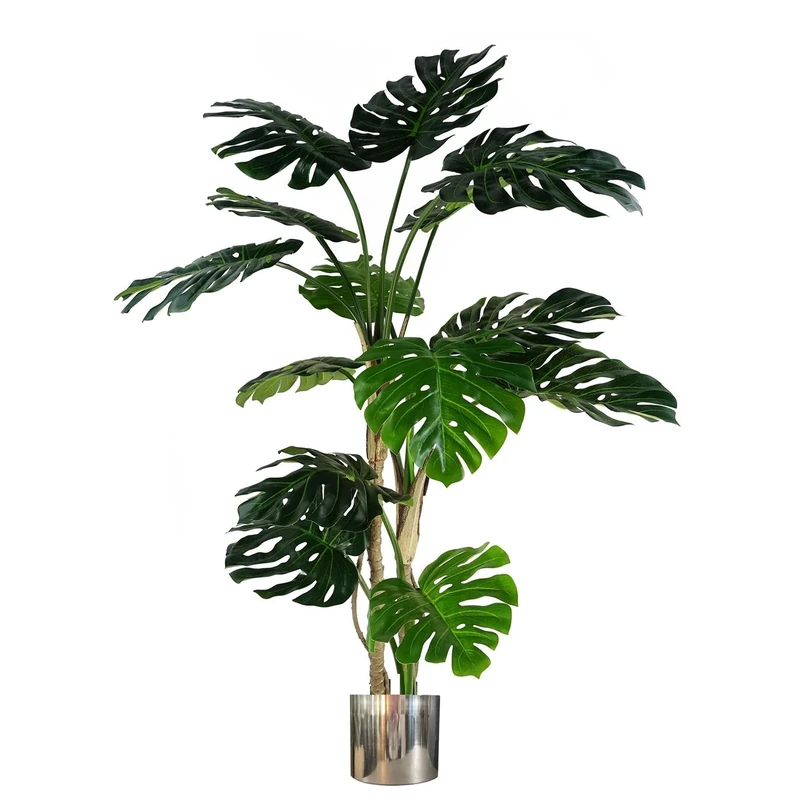 Leaf Artificial Monstera Plant with Metal Planters, Green, 150cm