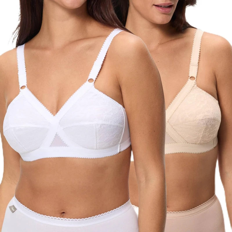 Playtex Pack Cross Your Heart Non-Wire Classic Bras Woman x2 White/Beige