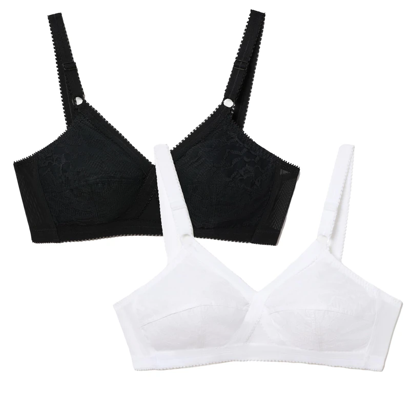 Playtex Pack Cross Your Heart Non-Wire Classic Bras Woman x2 White/Black