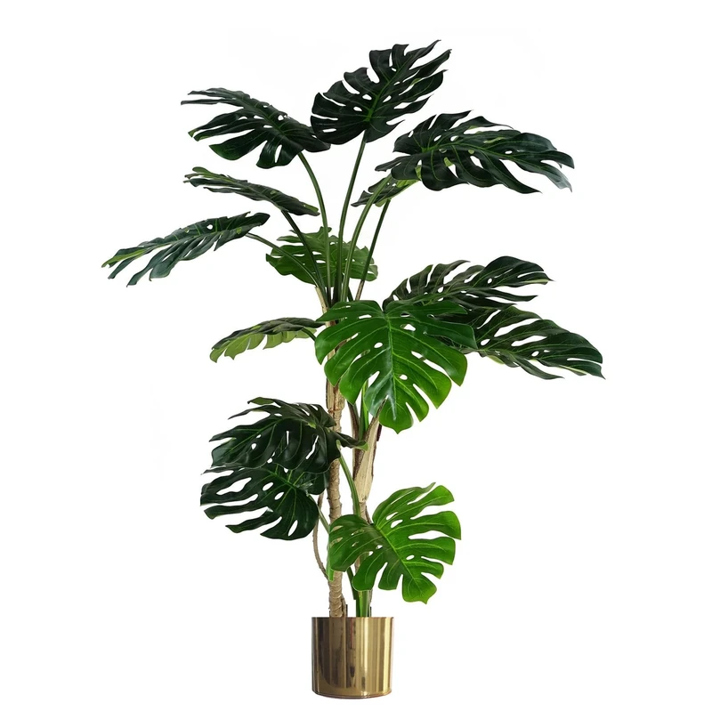 Leaf Artificial Monstera Plant with Metal Planters, Green, 150cm