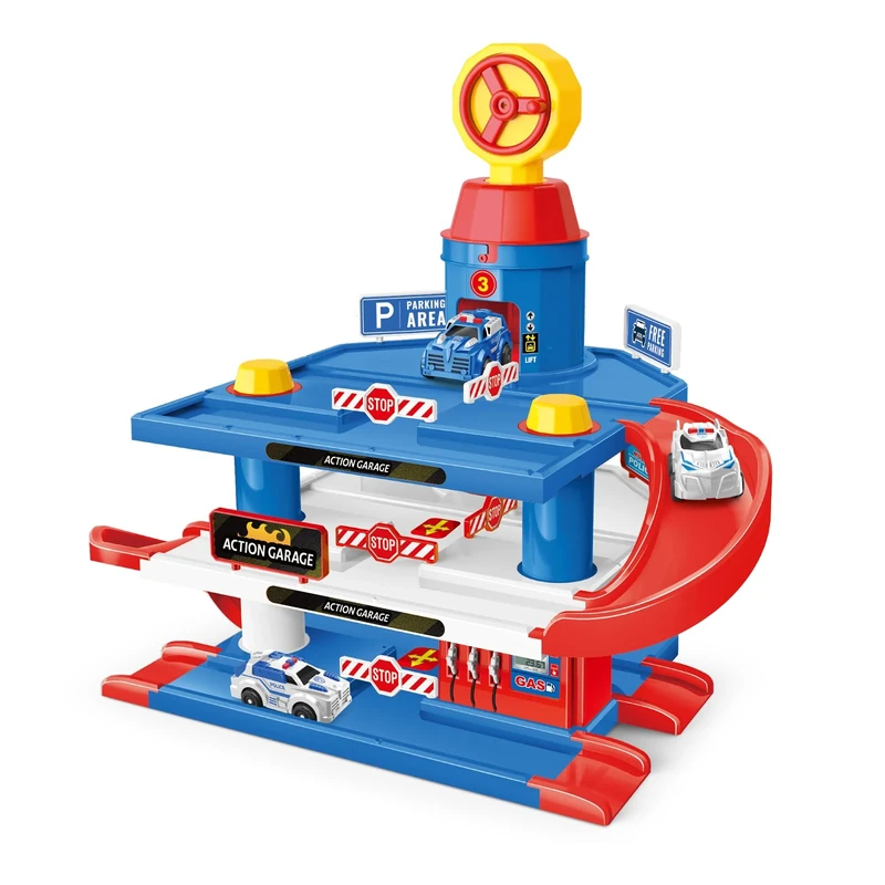 PlayBuild 3-Level Parking Garage Playset for Kids – Includes 3 Toy Cars, Ramps, and Multi-Tier Parking Structure – Interactive Vehicle Playset for Boys & Girls