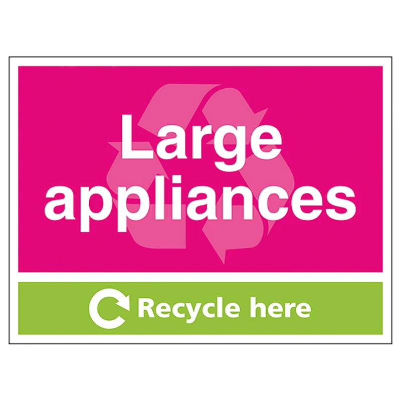 V Safety Large Applicances Recycle Here 600 x 450 mm - Glow In The Dark Self Adhesive Vinyl Safety Sign - Image 1