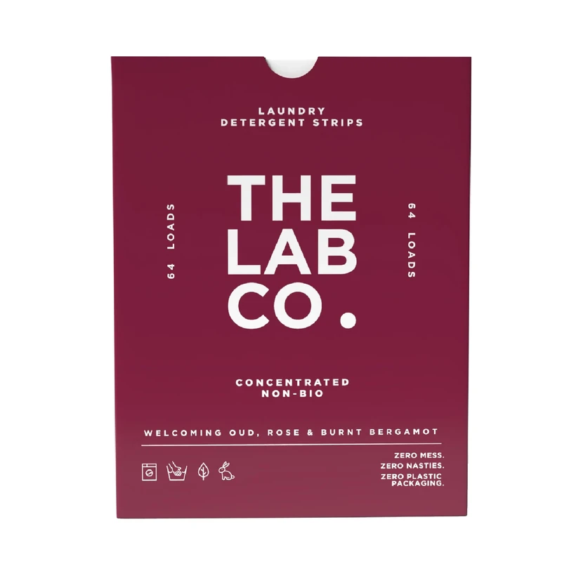 The Lab Co. Laundry Detergent Strips Washing Sheets | Eco Ultra-Concentrated | Non-Bio for Sensitive Skin | Non-Toxic Fragrance | EDC-Free | Lab-Tested | Welcoming Oud Rose Bergamot | 64 Loads