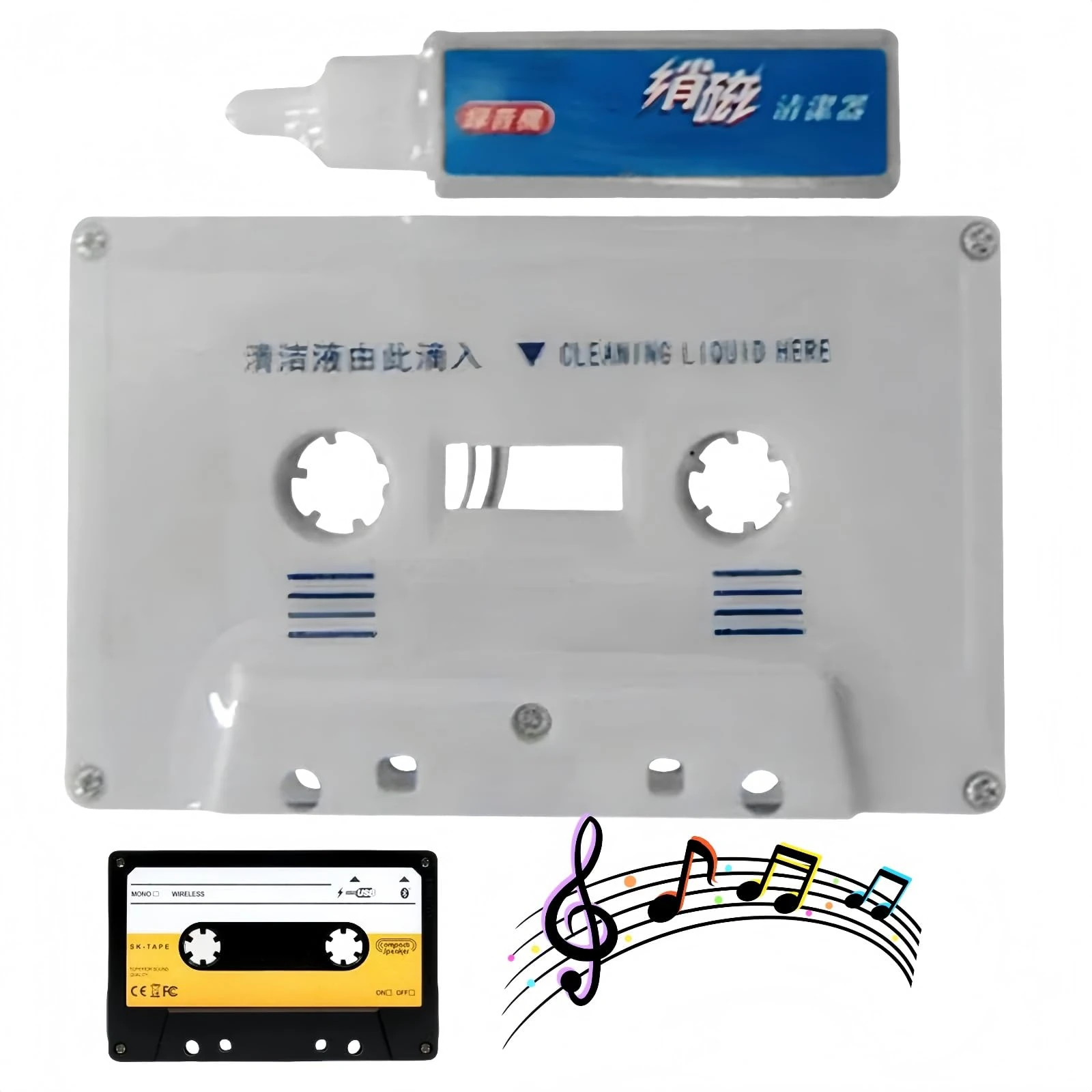 Clean Cassette Tape Head,Care Maintenance Kit,Cassette Audio C/assette Clean, Care Wet Maintenance,Head Cleaner & Demagnetizer for C/assette Player,Capstan Cleaner,Cd C/leaner Disc for Cd Player