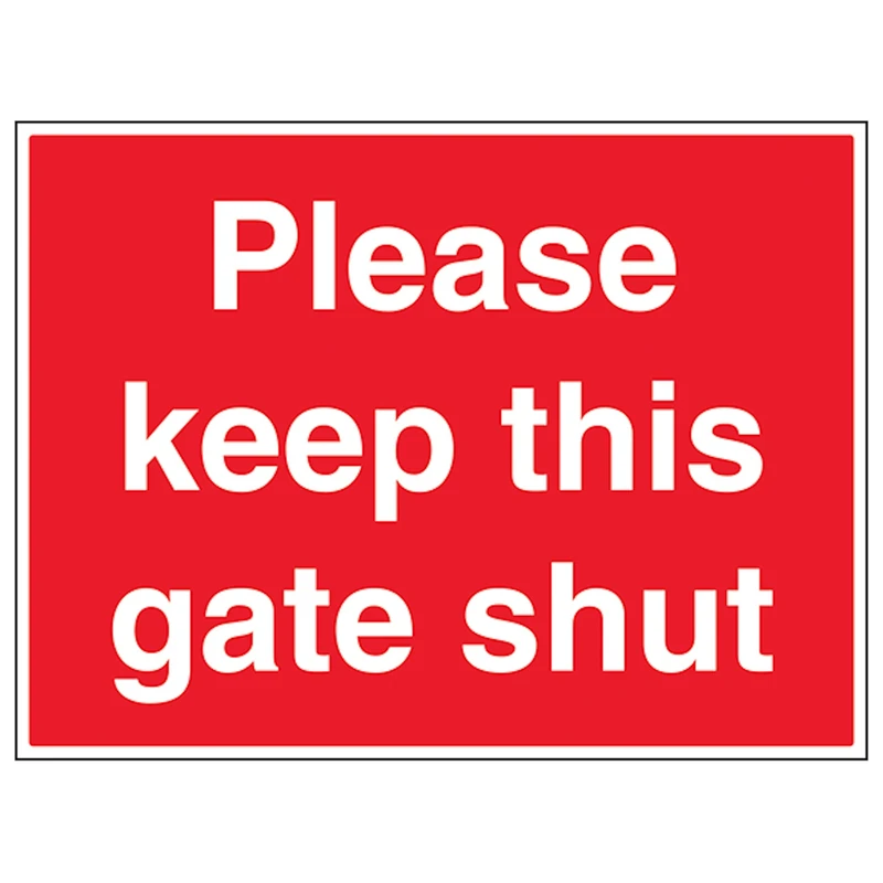 V Safety Please Keep This Gate Shut - Large Landscape 600 x 450 mm - Glow In The Dark Self Adhesive Vinyl Safety Sign