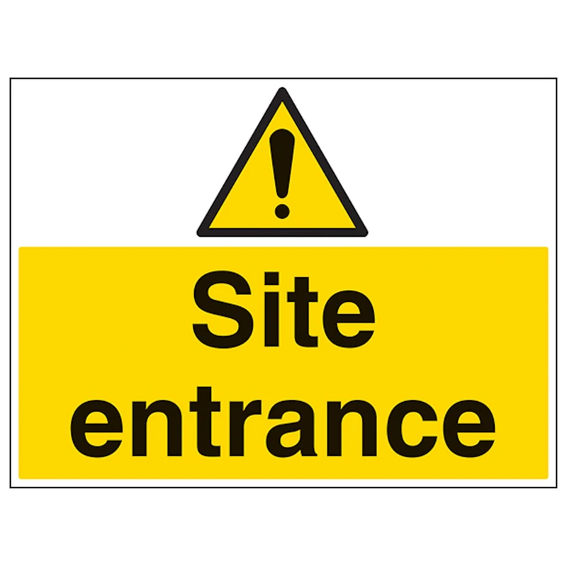 V Safety Site Entrance - Large Landscape 600 x 450 mm - Glow In The Dark Self Adhesive Vinyl Safety Sign - Image 1