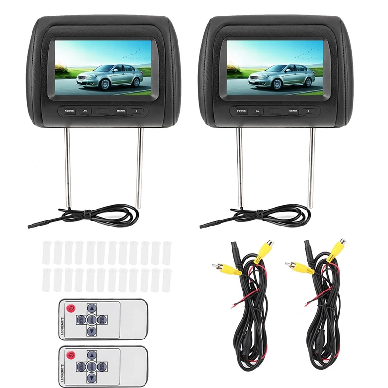 GYZOUKA 2pcs Headrest Display 7in Dual Screen Car Headrest Monitor with Wireless Remote Control Universal Video Player for Car