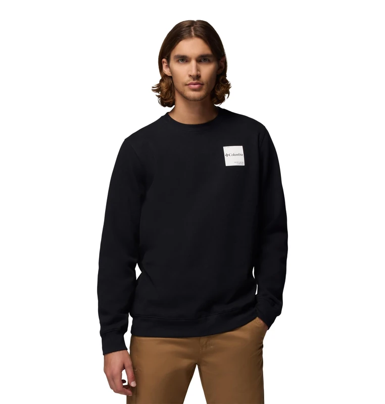Columbia Men's Trek Crew, Crew Sweatshirt, Black/Boxy Brand, X-Small