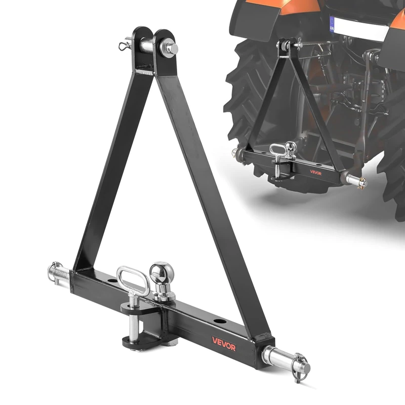 VEVOR 3 Point Hitch Receiver with 2 in Receiver, 3pt Quick Hitch Attachment, 6,000 lbs Capacity, Heavy Duty Tractor Tow Drawbar Adapter, Compatible with Kubota, Mahindra, John Deere, Massey Ferguson
