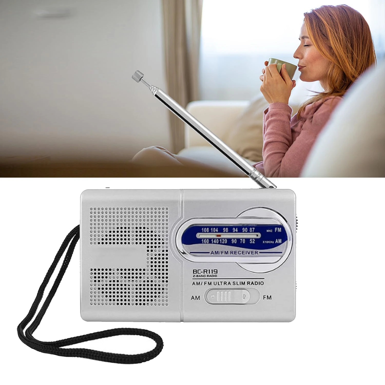 AM/FM Portable Radio, Long Battery Life AM FM Transistor Radio, Superior Sound with 8Ω 0.5W Built in Speakers, Compact Design for Home, Travel, Emergency, Gift for Seniors & Sports Fans
