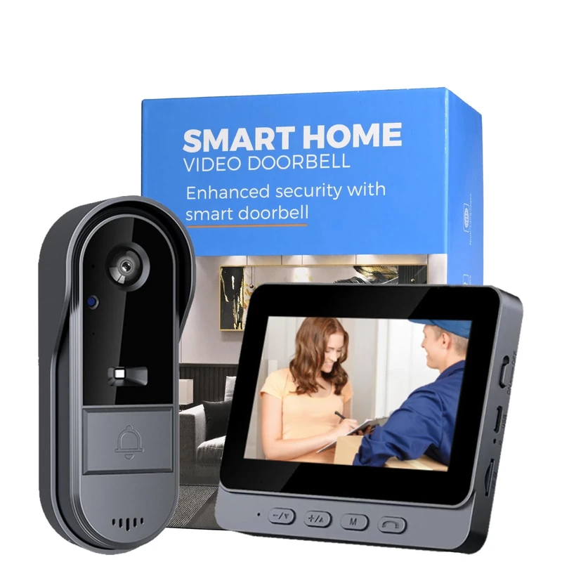 Winnes Video Doorbell Camera with Monitor 1080P High Definition Two-way audio, Night Vision, 170° Vision, 4.3” Big Screen Video Intercom System IP68 Waterproof Smart Video Door Phone