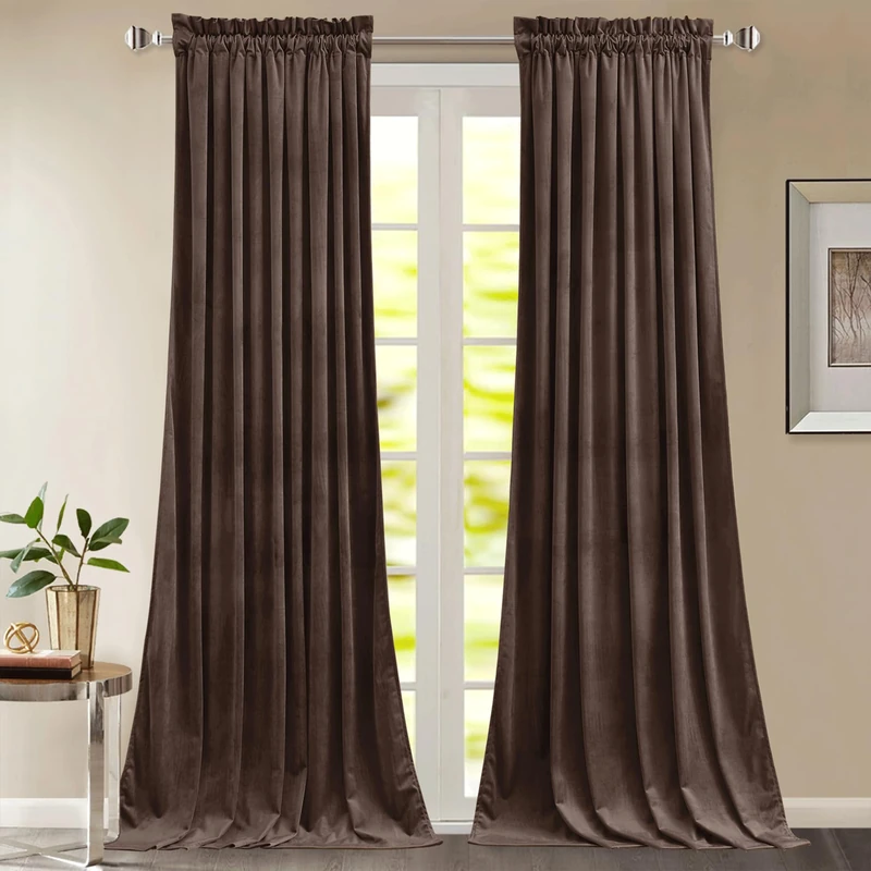 StangH Reddish Brown Velvet Curtains for Living Room 2 Panels, Thermal Insulated Light Blocking Window Drapes, Luxury Heavy Thick Panels for Display Window/Party Backdrops, W52 x L96, 2 Panels