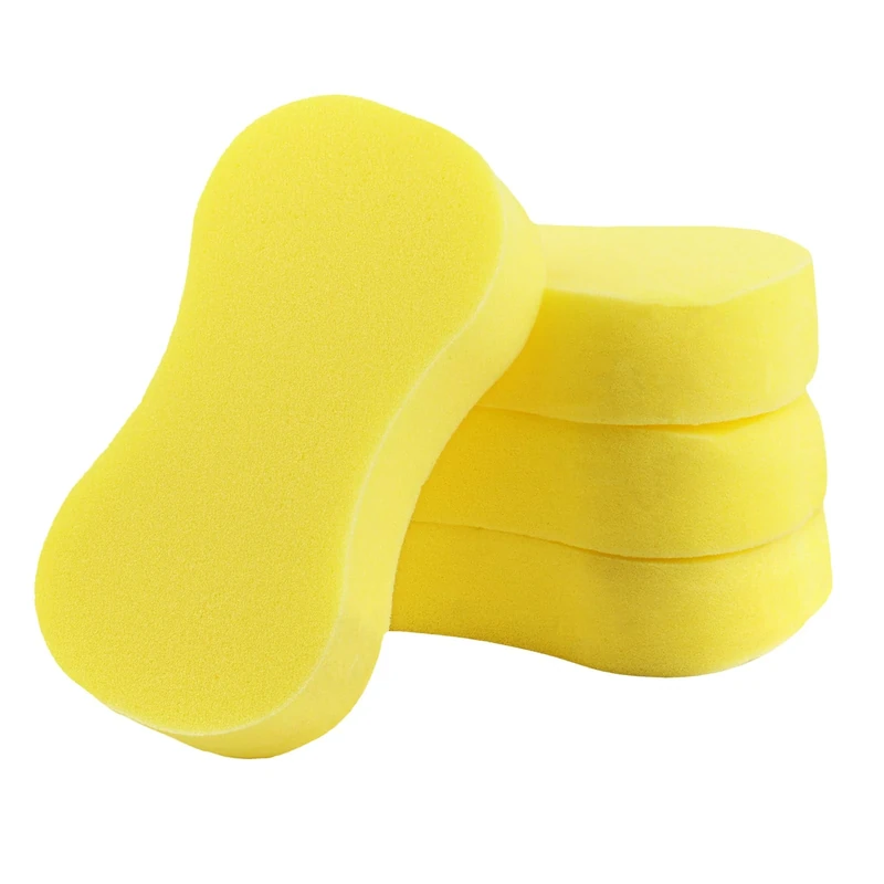 4 Pack Car Sponges, Large Car Sponge for Washing & Windows, Anti Scratch Technology Car Wash Sponge, Super Absorbent Car Cleaning Sponge for Wheels, Windscreen and Bodywork(Yellow)