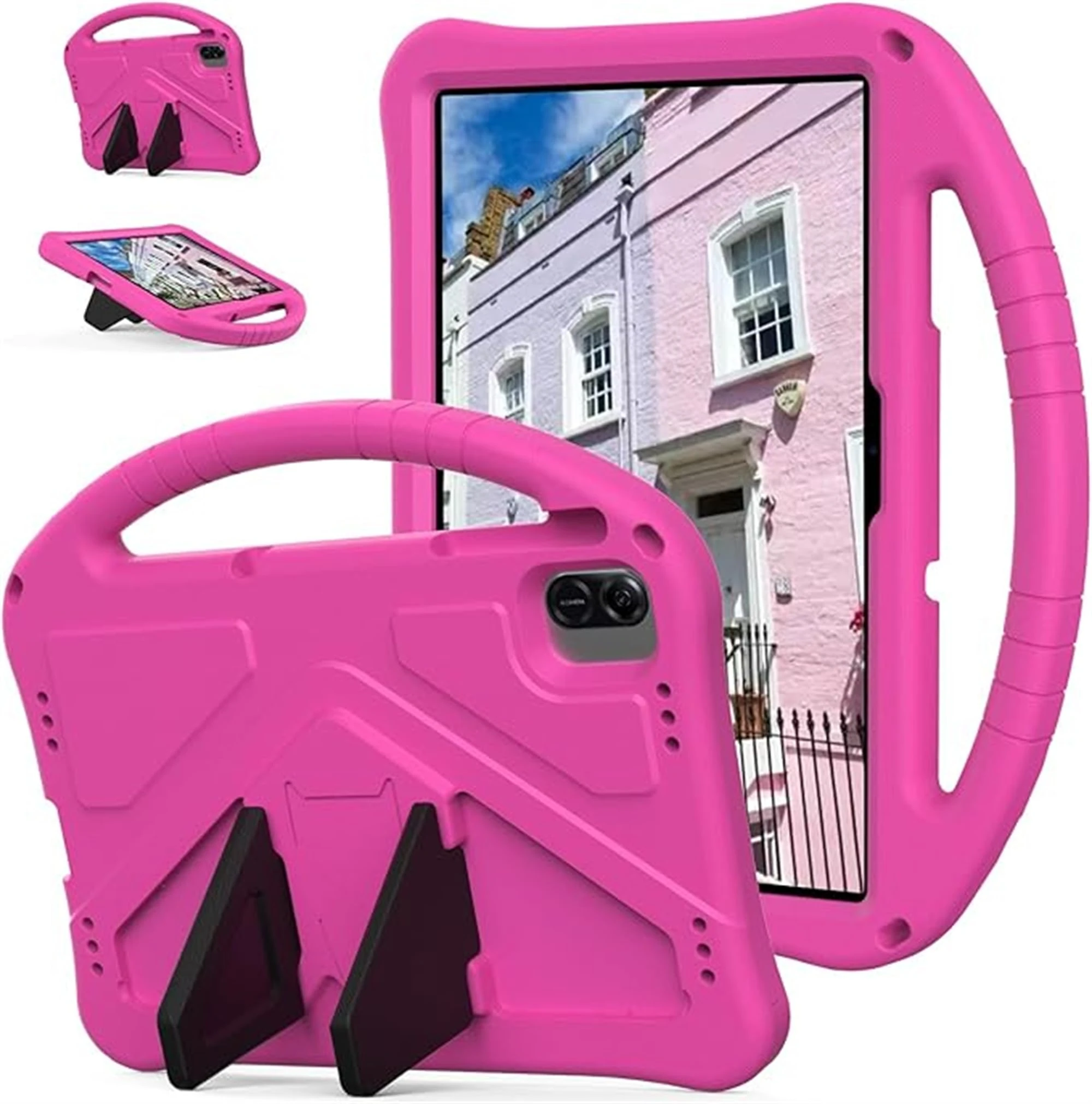 Kids Shockproof Case for Honor Pad X8a 11 Inch 2024 NDL-W09 Kids-friendly Protective Rugged Cover with Handle Stand Lightweight Cover for Honor Pad X8a 2024 Tablet (Rose Red)