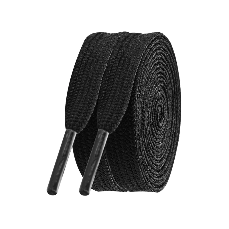 TwizzTop 2 Pairs 10MM Wide Shoe Laces for Trainers,Fat Flat Trainer Shoelaces for Converse Air Force,Thick Replacement Chunky Laces for Sneakers Running Shoes,Black-120cm