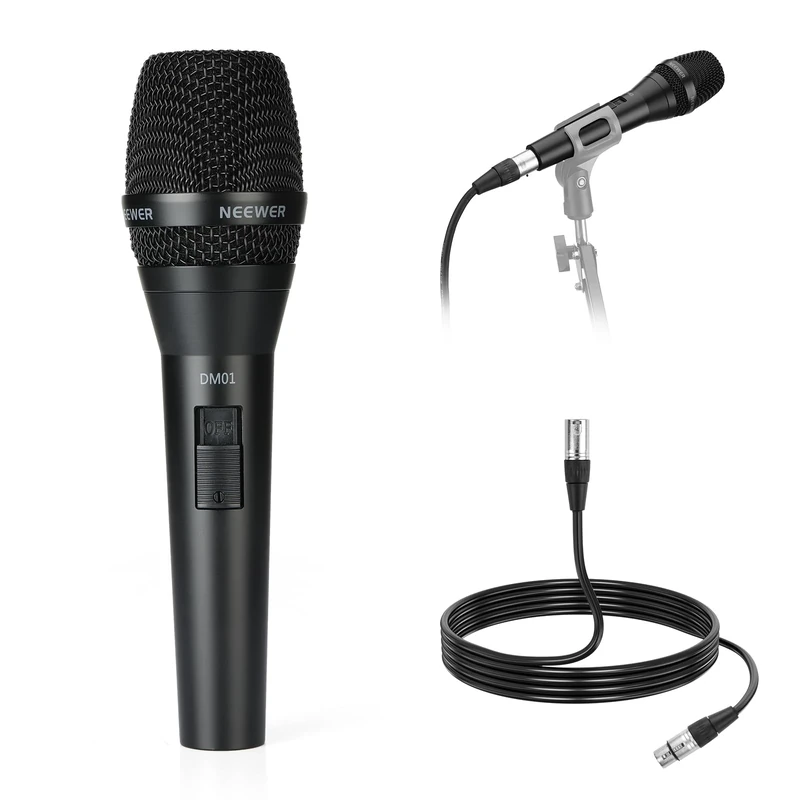 NEEWER DM01 Cardioid Dynamic Microphone with XLR Cable for Podcast Singing PC Gaming Streaming Studio Vocals, Speeches, Live Performances, 600Ω +/- 30% Impedance, 100Hz-10KHz Frequency Range