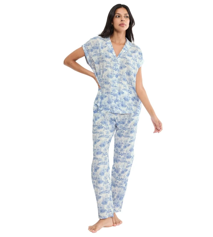 Triumph Women's Boyfriend Fit Pw X Pajama Set, Blue-Light Combination, 16 - Image 1