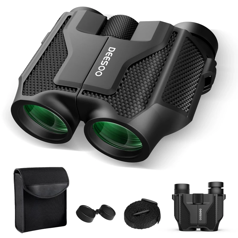 20x25 Compact Binoculars for Adults Kids - High Powered BAK4 Prism FMC Lens - Deesoo Lightweight Binoculars Portable Optics with Clear Vision Easy Focus for Bird Watching, Travel, Concerts, Hiking