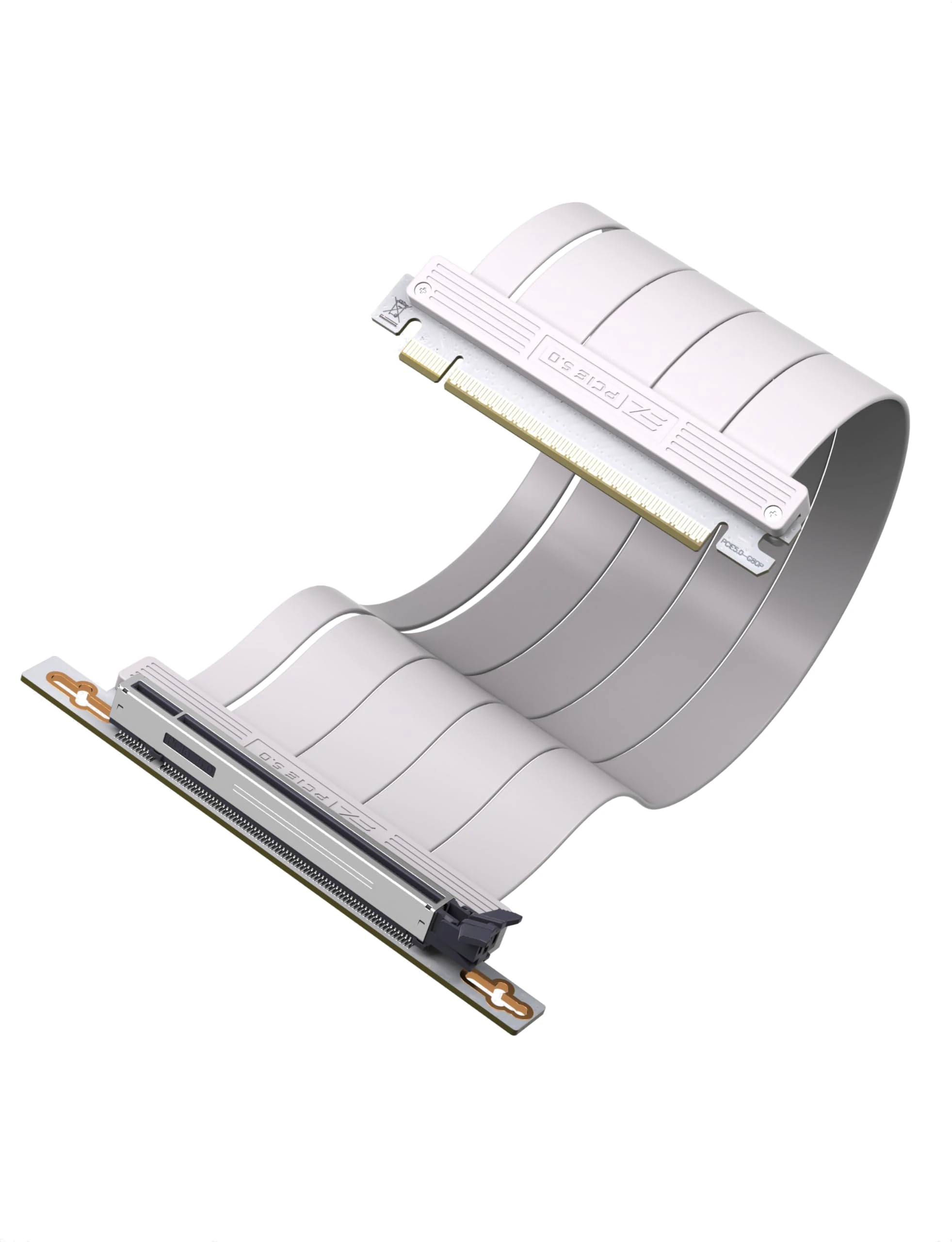 EZDIY-FAB PCIe 5.0 X16 Riser Cable,128GB/s Bandwidth, for RTX 50/40 & RX 9000/7000 GPUs, PCIe Extension Card, Backward Compatible with PCIe 4.0/3.0,Vertical GPU Mount,Right Angle-30cm,White