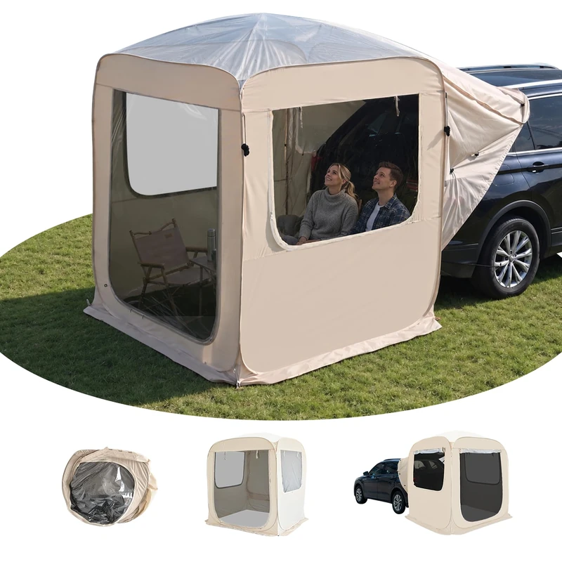 Alvantor Pop Up Screen House, 4 in 1 Outdoor Camping Tent,6'x6'Screen Room with Mosquito Netting &Waterproof PVC, PVC Clear Top SUV Tent with Carry Bag, Instant UV Resistant Sun Shelter