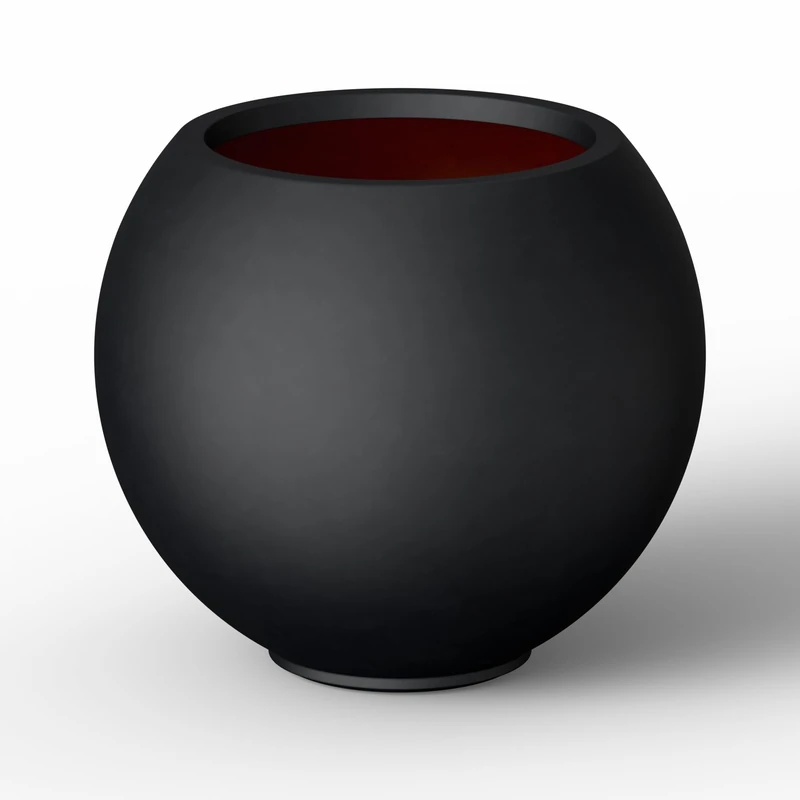 Kante Round Concrete Planter, Black, 19.3" Dia x 16.5" H