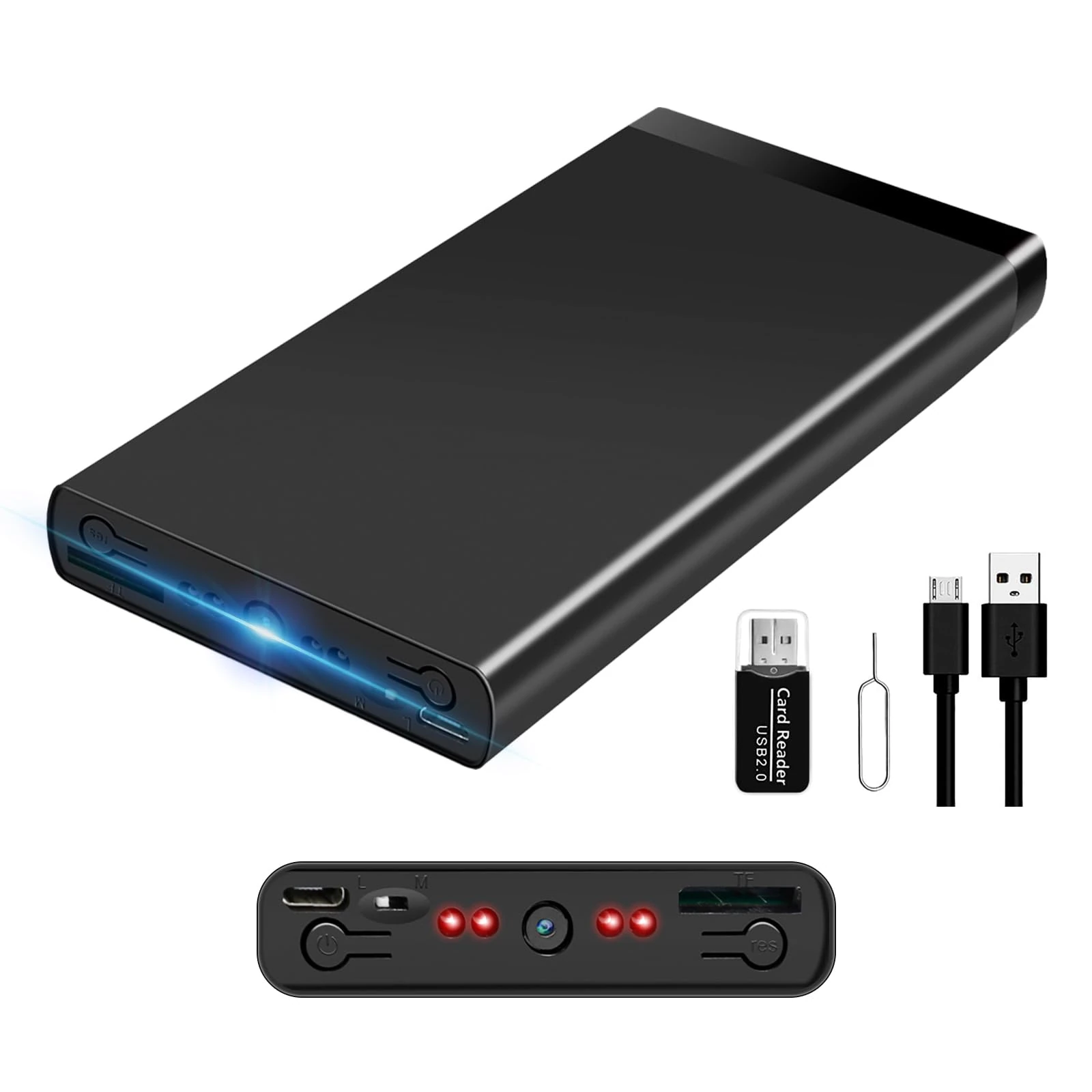 Skyinrill Power Bank Hidden Camera, 10000mAh External Battery Spy Cam with USB-A&USB-C Outputs, 1080P Security Camera Nanny Cam with Loop Recording, Motion Detection, Night Vision