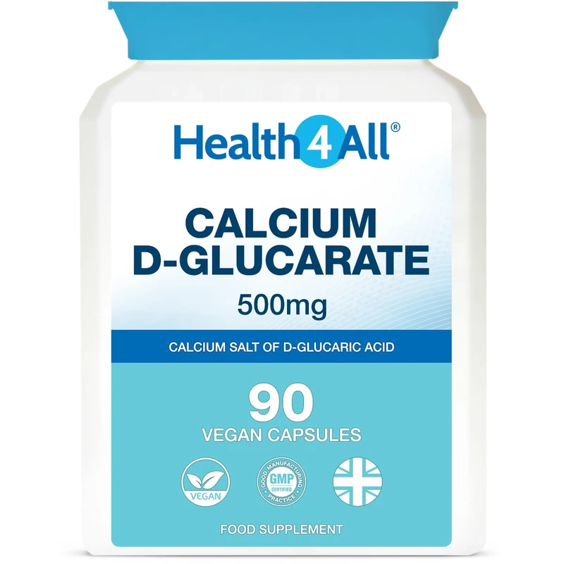 Health4All Calcium D-Glucarate 500mg - Oestrogen Supplements for Women and Men - Hormone Balance Support - 90 Vegan Capsules