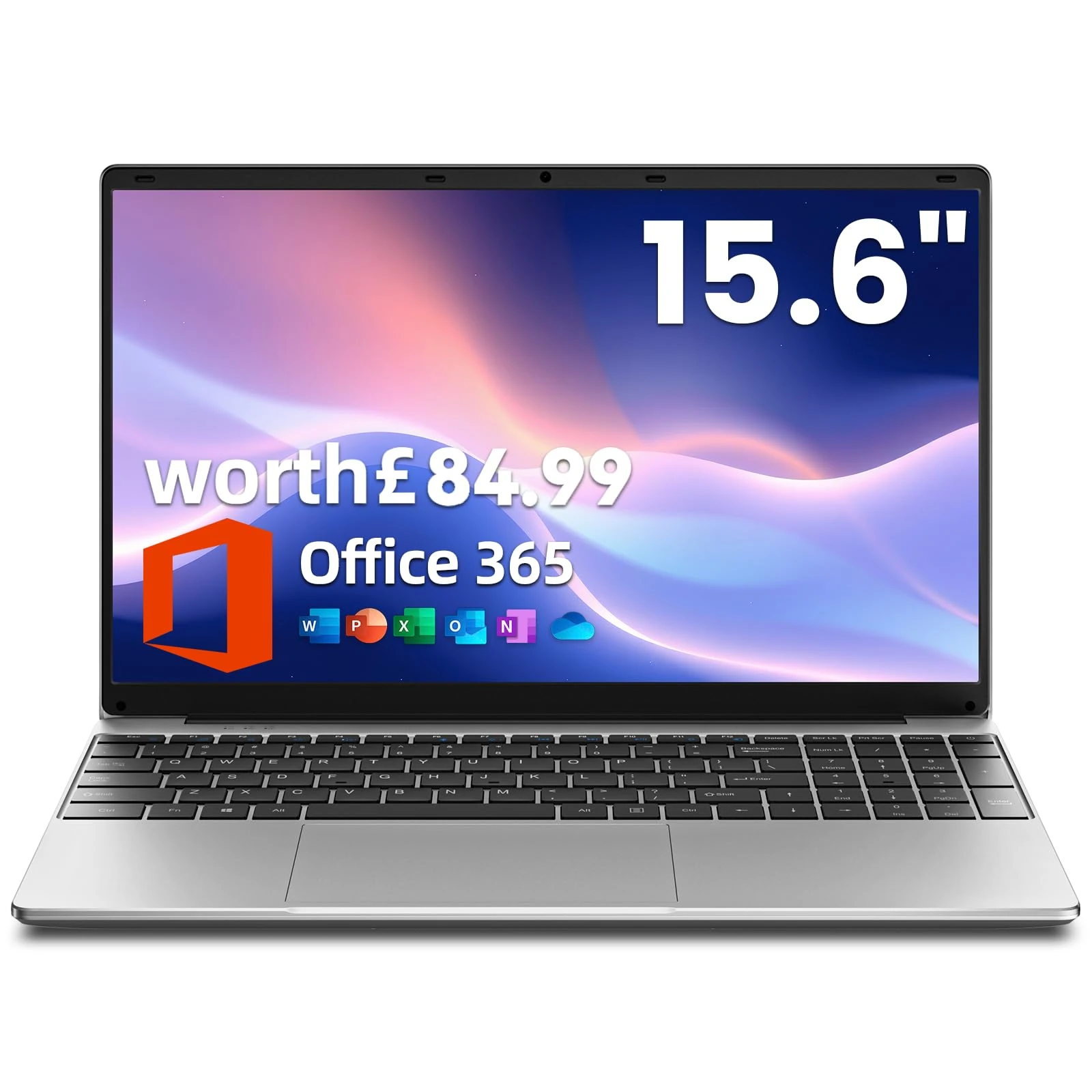 jumper Laptop with Office 365, 15.6 inch HD Display Laptops, 4GB RAM 128GB Storage, 5205U Processor, 38Wh Battery, USB3.0, Portable Laptops for Business, School, and Work, Keyboard Film UK.