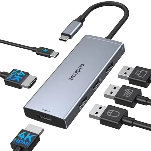USB C Hub 2 HDMI Adapter, Docking Station 2 Monitors with 4K 60Hz Dual HDMI Ports, 3 USB Ports, PD for Windows, Surface Pro, HP
