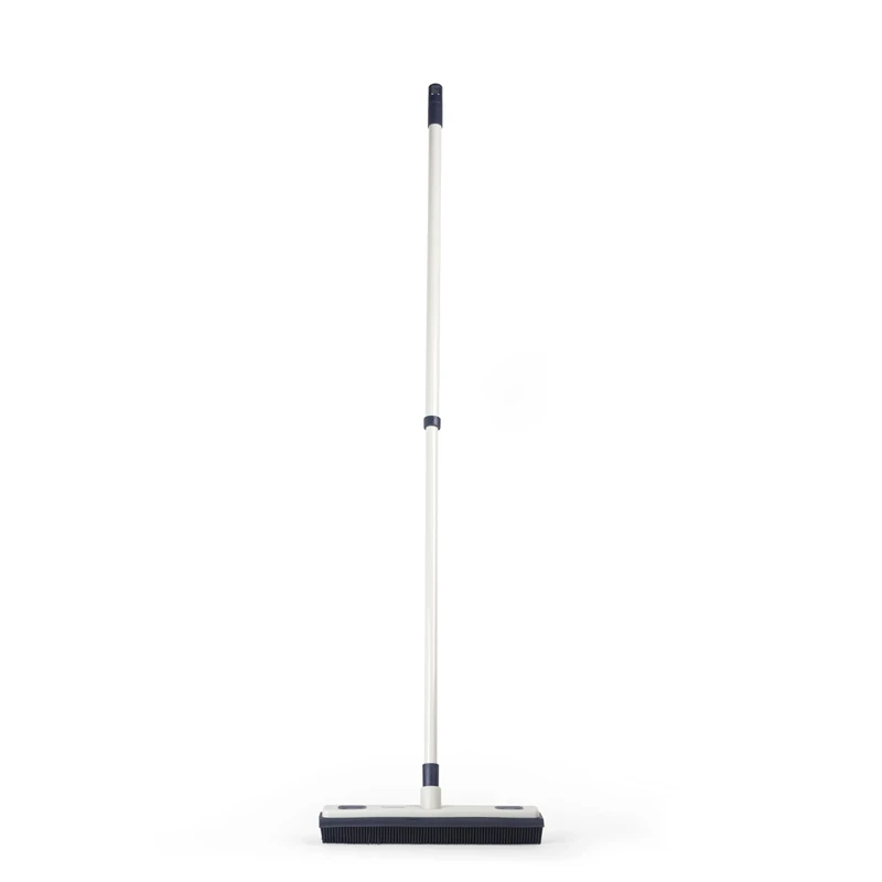 Beldray Rubber Head Broom - Dust Blockers, Integrated Squeegee for Windows/Hard Floors, Telescopic Handle to 120cm, Cloth Clips for Wet/Dry Cloths, Rubber Bristles for Indoor Use, Pet Hair Sweeper