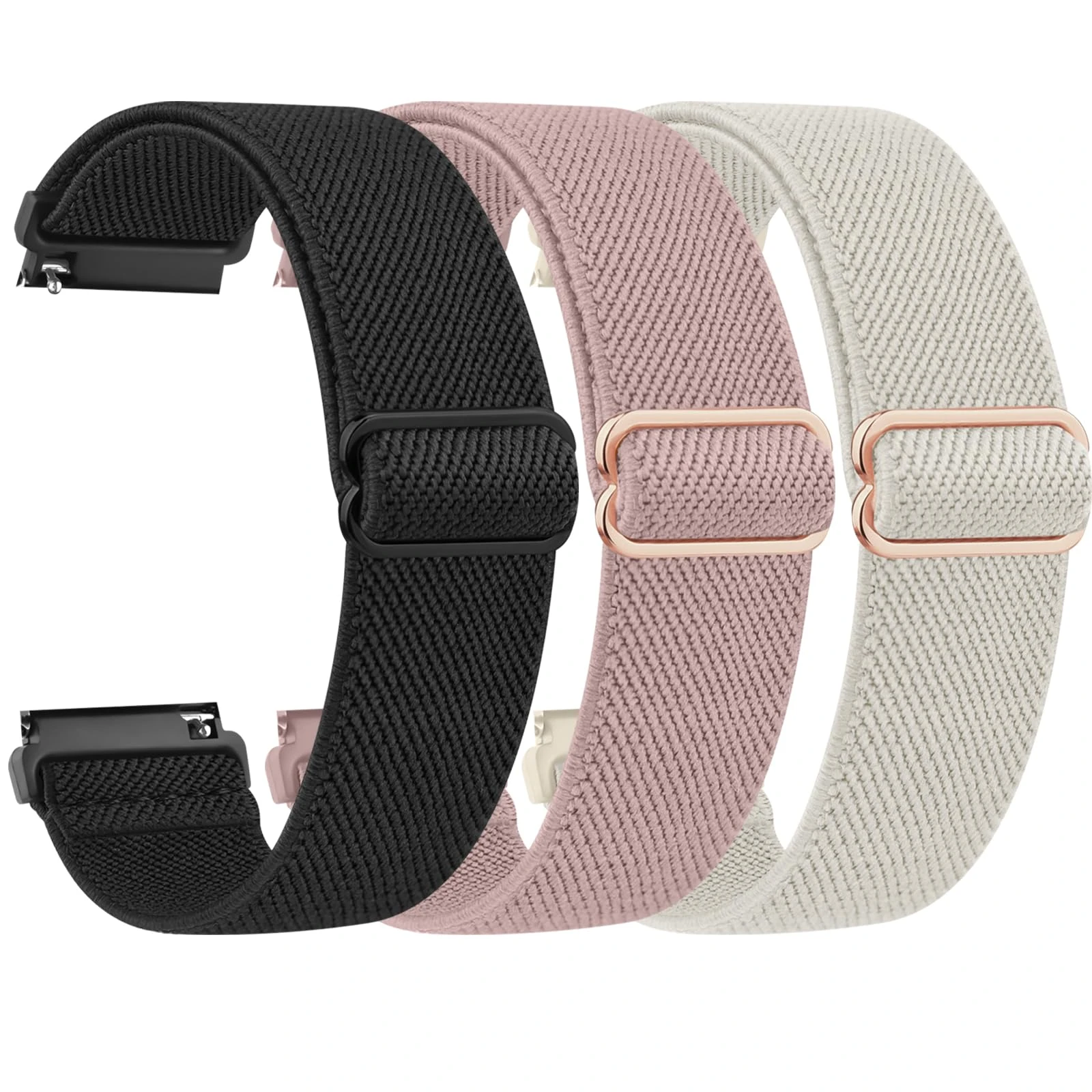 Yisica 3 Pack Quick Release Elastic Nylon Watch Straps Band Width 18mm 20mm 22mm Elastic Straps for Men Women, Soft Adjustable Stretchy Braided Sport Replacement Wristbands for Smart Watch