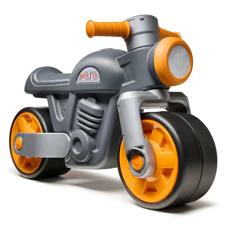 FALK - Prem1er Motorcycle Balance Bike - Grey - Extra Large and silent wheels - Directional handlebar - Vintage look - Contains at least 75% recycled plastic - Made in France - From 12 months - 453S