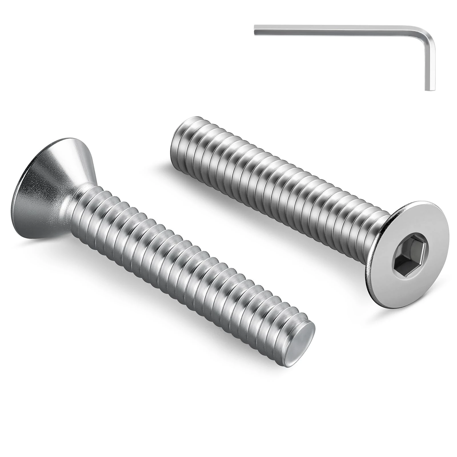 Wavanta 10Pcs M8 Bolts, M8 X 50mm Countersunk Bolts Screws, Flat Head Socket Cap Screws, 304 Stainless Steel, Full Thread, Bright Finish, with Hex Spanner