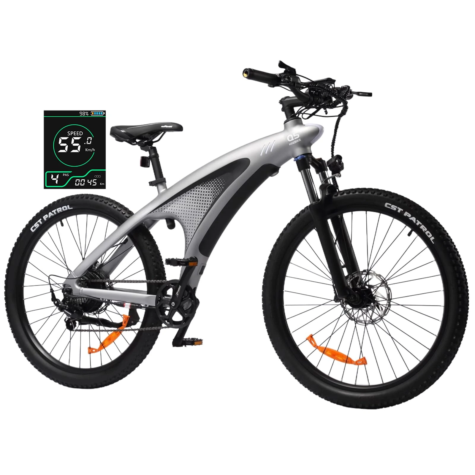 HX Electric Bike for Adult,27.5" Electric Bicycle with LCD Display,48V/15Ah Fast Charge Removable Battery,Front Shock Absorber,7 Speed Gears&55-65KM Range,4 Modes All-Terrain Ebike