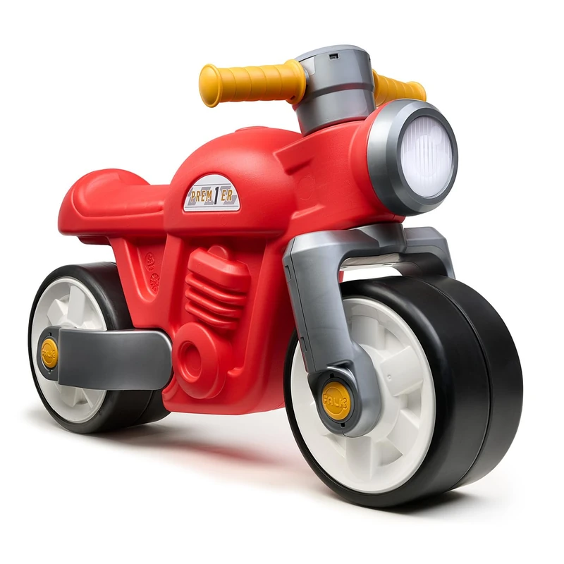 FALK - Prem1er Motorcycle Balance Bike - Red - Extra Wide and Silent Wheels - Directional Handlebar - Vintage Look - Contains at least 75% recycled plastic - Made in France - From 12 months - 450S