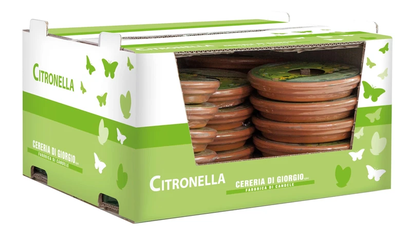 Pack of 24 Java Citronella Crock Torches - Anti Mosquitoes and Insects - Diameter 15.5cm - 2.5 Hours Burning Time - Cereria Di Giorgio
